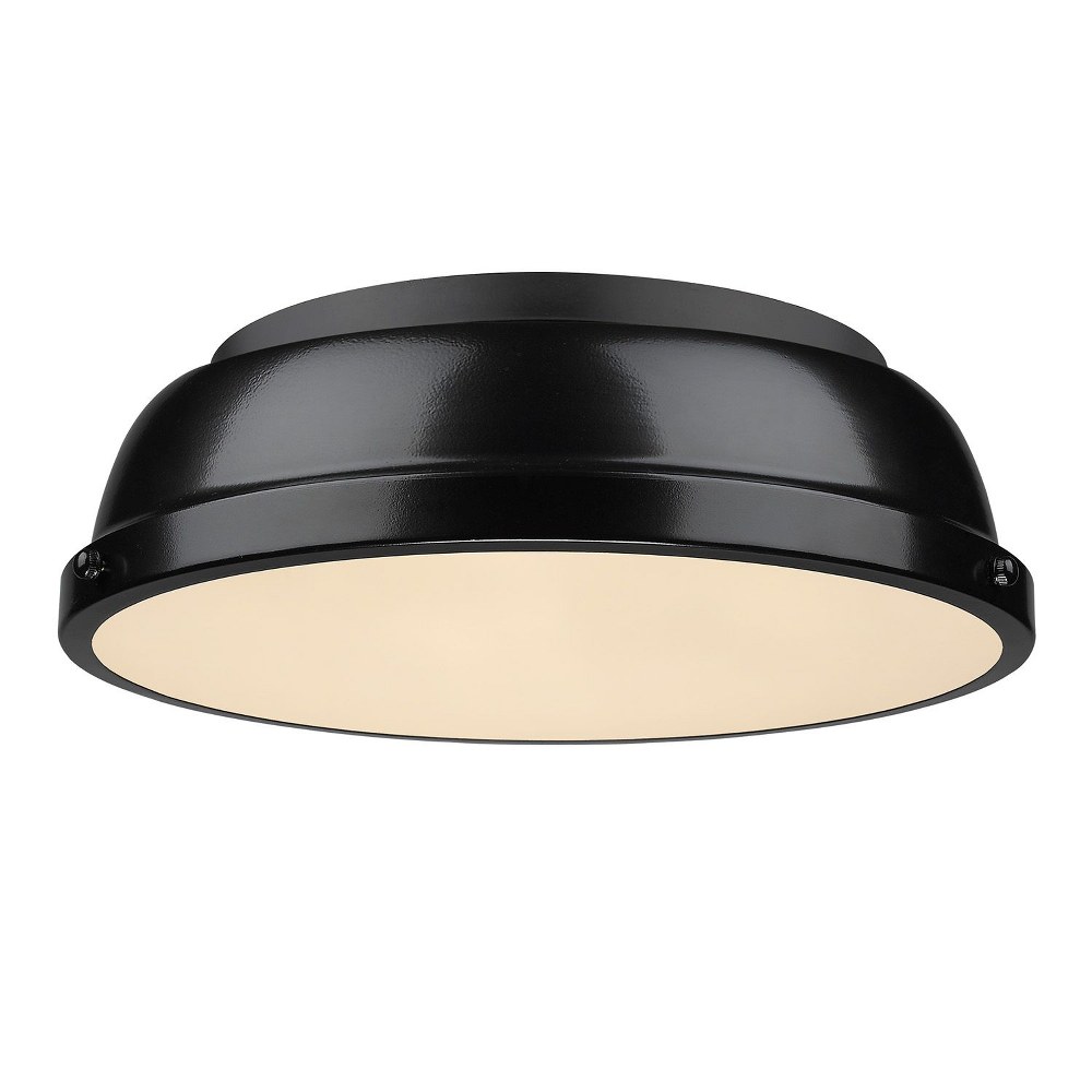 Golden Lighting-3602-14 BLK-BK-Duncan - 2 Light Flush Mount in Classic style - 4.25 Inches high by 14 Inches wide Matte Black Black Aged Brass Finish